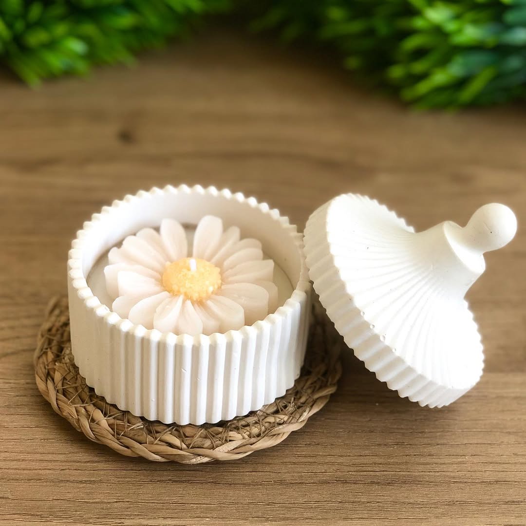 jasmine daisy ribbed jar candle concrete gypsum jar candle