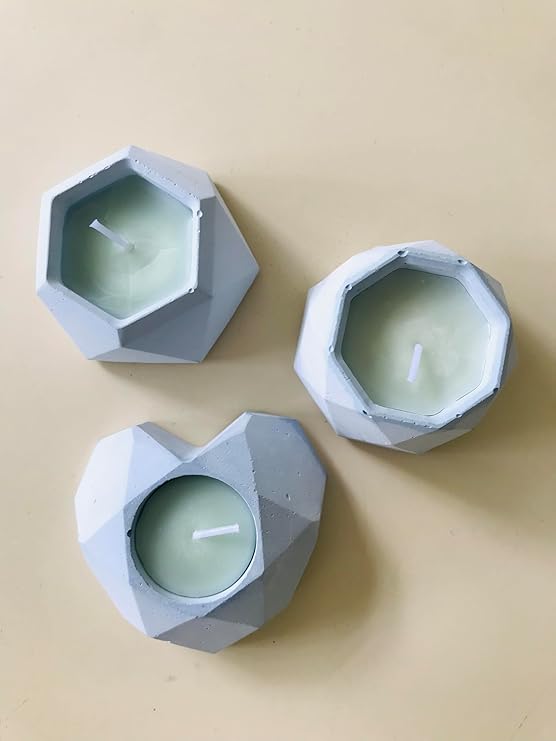 pack of 2 round and square small jar candle concrete jar ceramic resuable pure soy wax candle copy
