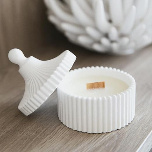 ribbed jar candle with lid gypsum jar with lid reusable tinker jar candle