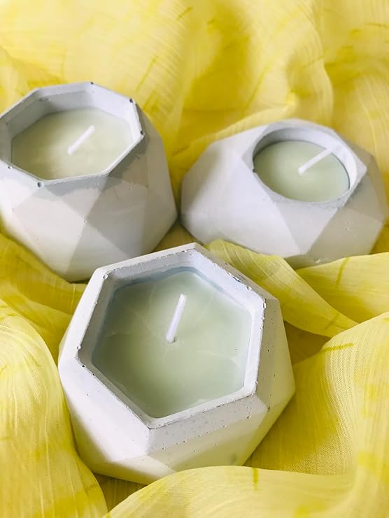 pack of 2 round and square small jar candle concrete jar ceramic resuable pure soy wax candle copy