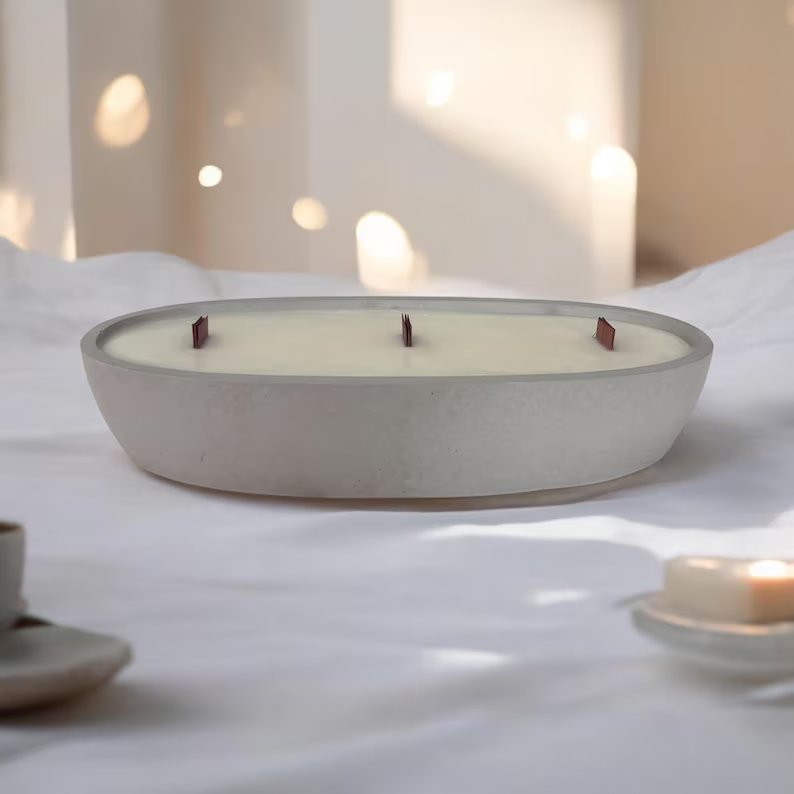 daisy dreamlight candle scented boat candle jar gypsum concrete boat candle with flowers on top