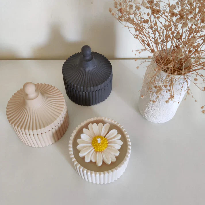 jasmine daisy ribbed jar candle concrete gypsum jar candle