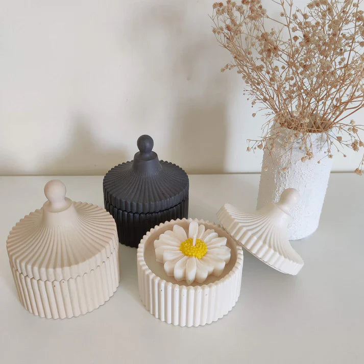 jasmine daisy ribbed jar candle concrete gypsum jar candle