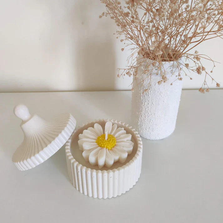 jasmine daisy ribbed jar candle concrete gypsum jar candle