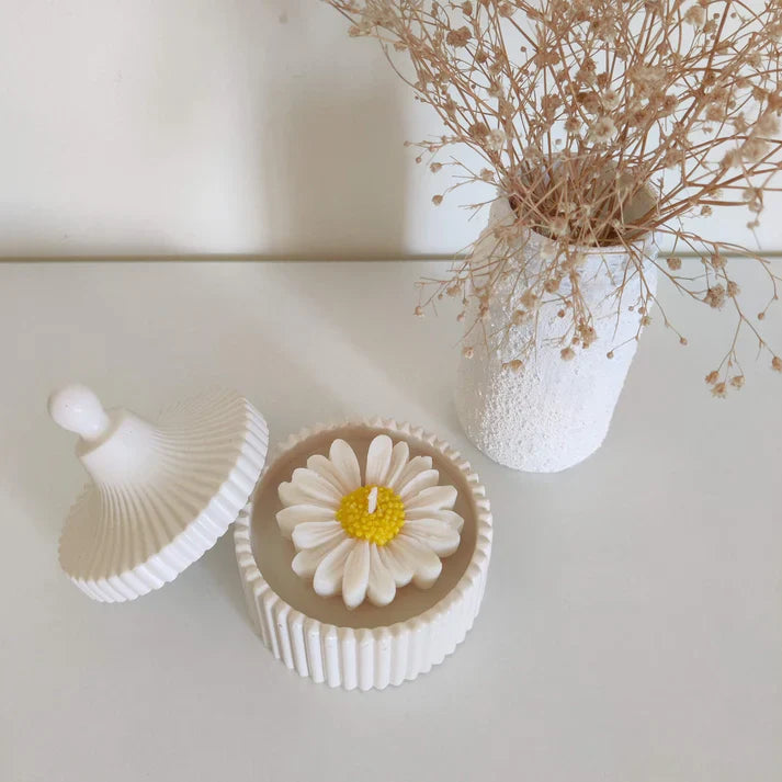 jasmine daisy ribbed jar candle concrete gypsum jar candle
