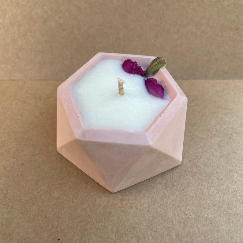 hexagonal scented candle pure soy wax luxury concrete jar candle handcrafted