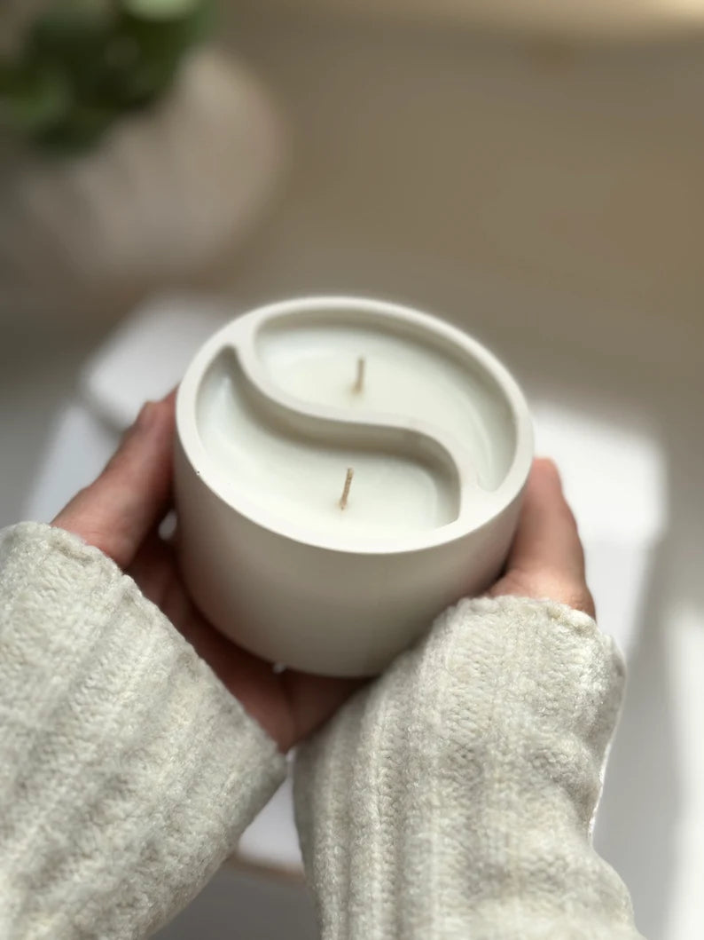 ying yang concrete gypsum candle balance nontoxic concrete candle