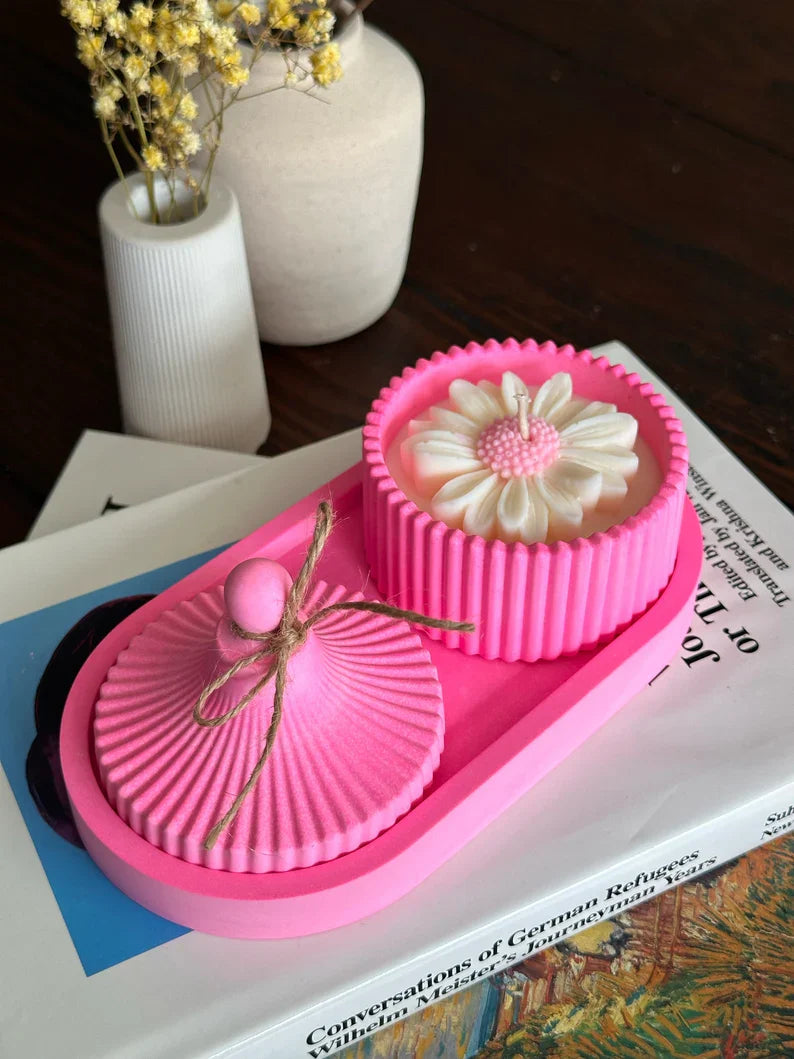 jasmine daisy ribbed jar candle concrete gypsum jar candle