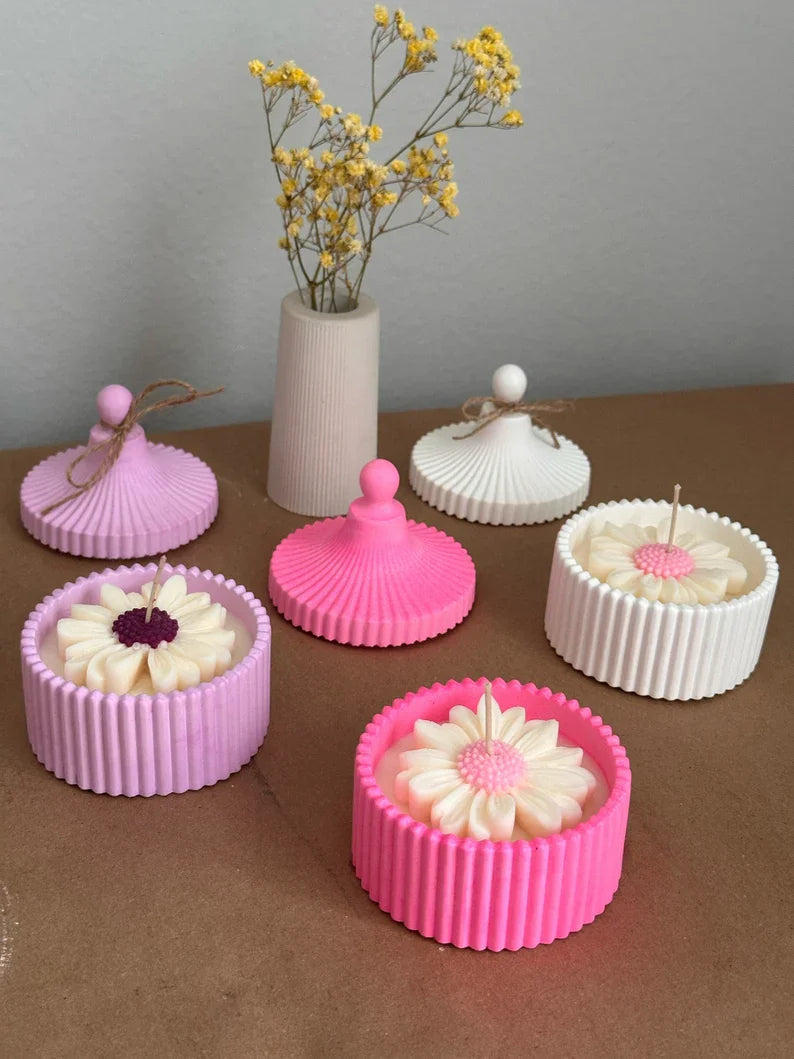 jasmine daisy ribbed jar candle concrete gypsum jar candle