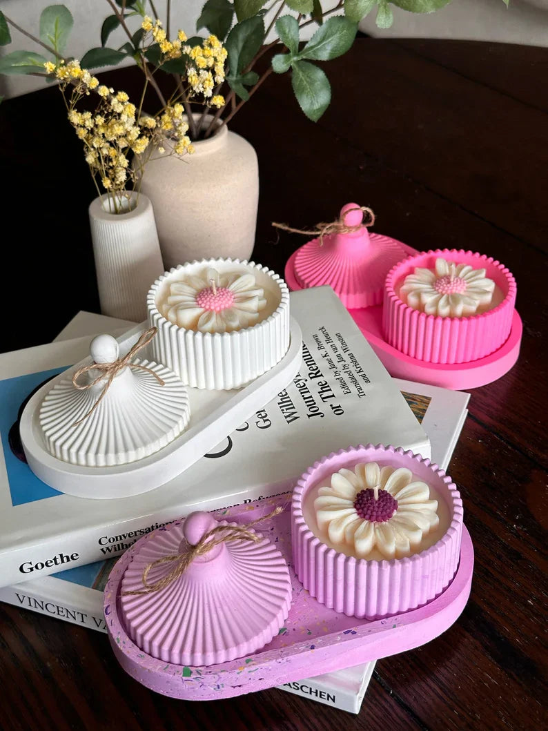 jasmine daisy ribbed jar candle concrete gypsum jar candle
