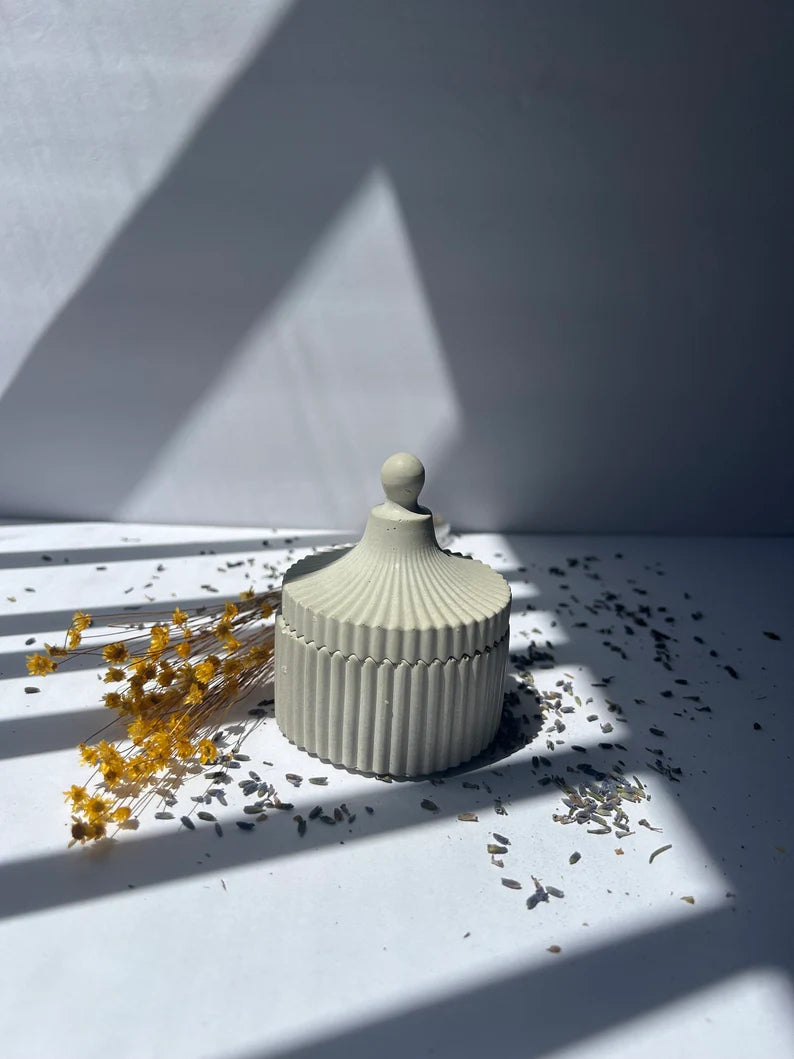 ribbed jar candle with lid gypsum jar with lid reusable tinker jar candle