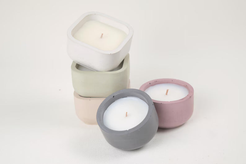 pack of 2 small jar candle concrete gypsum jar reusable pure soy wax jar candle
