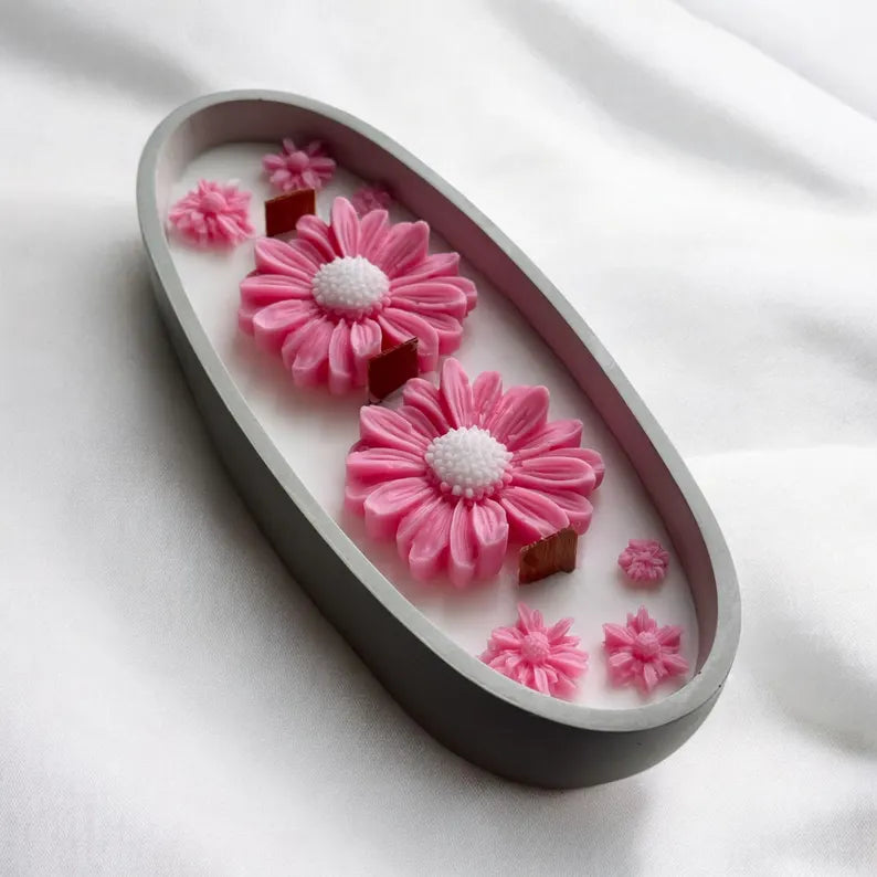 floral boat jar scented candle concrete gypsum flower boat candle
