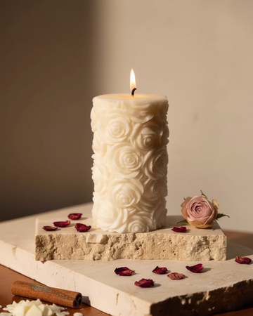 valentines rose pillar candle romantic soy wax india karessa candles