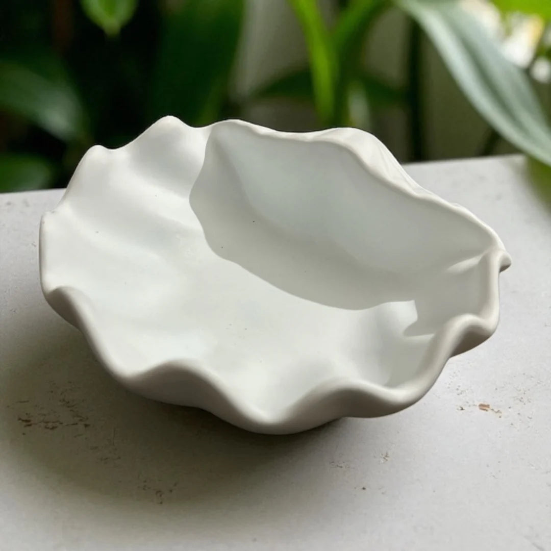 oyster shell concrete tray candle making jewellery India Karessa Candles