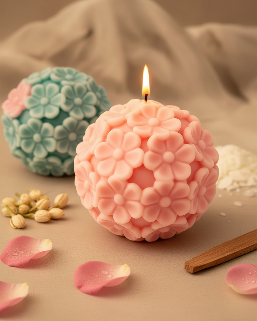 flower ball scented candle decorative floral sphere india karessa candles