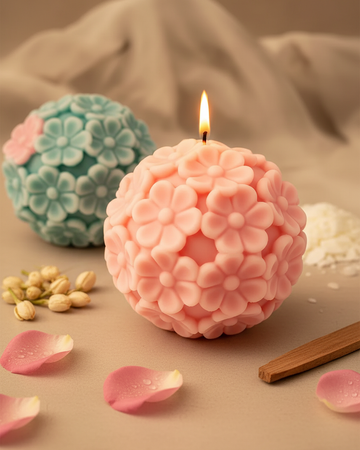 flower ball scented candle decorative floral sphere india karessa candles