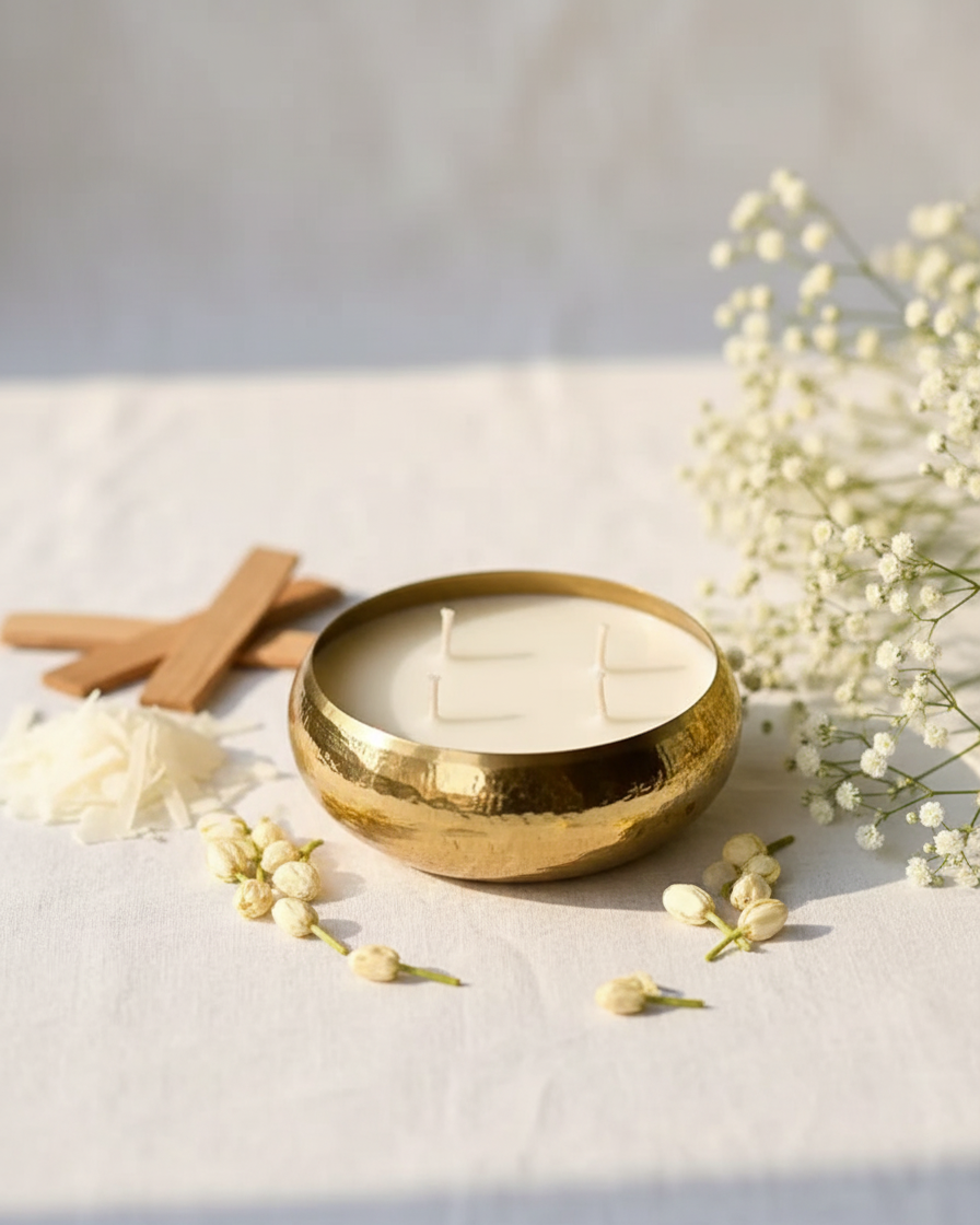 round urli soy wax candle aromatherapy diwali india karessa candles