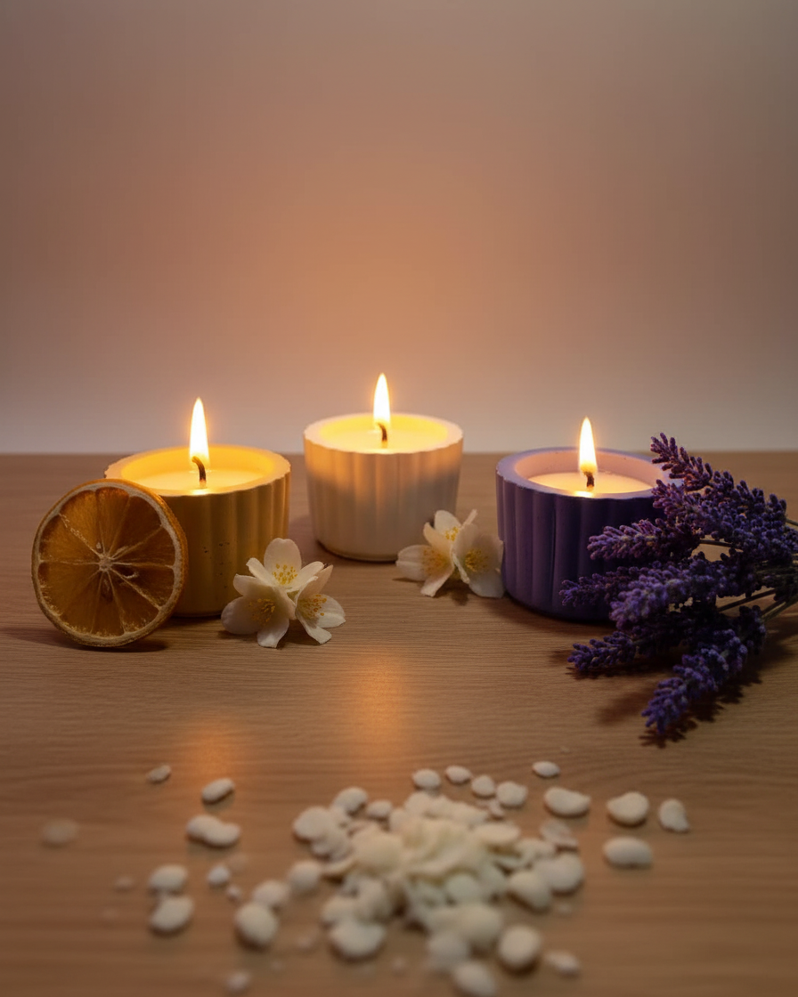 concrete gypsum tealight candle container jar india karessa candles