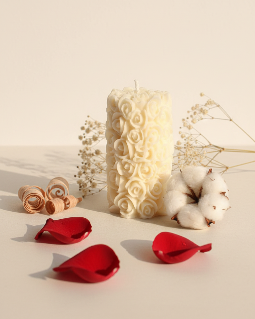 rose pillar candle valentines romantic soy wax india karessa candles
