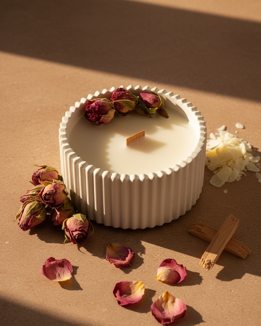 scented rose candle concrete gypsum jar without lid india karessa candles