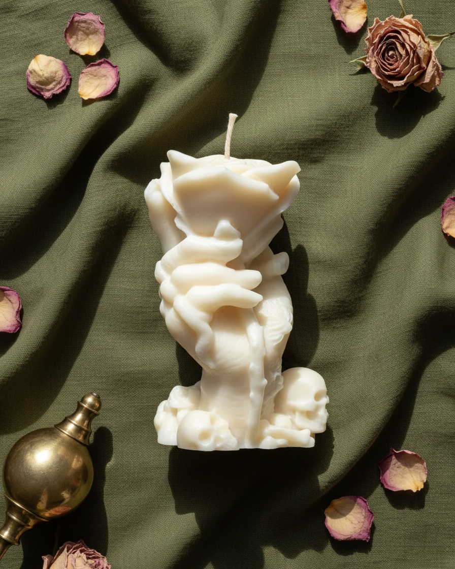 witch hand rose candle dark romantic valentines proposal india karessa candles