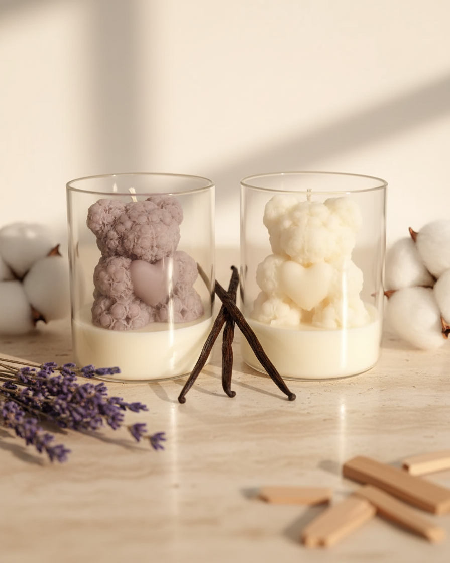 teddylove heart candle jar cute luxury gift india karessa candles