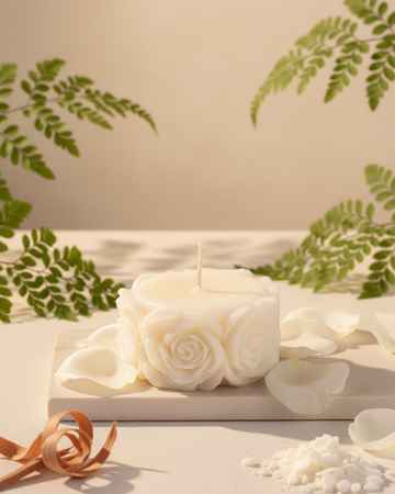rose flower column candle romantic valentines soy wax india karessa candles