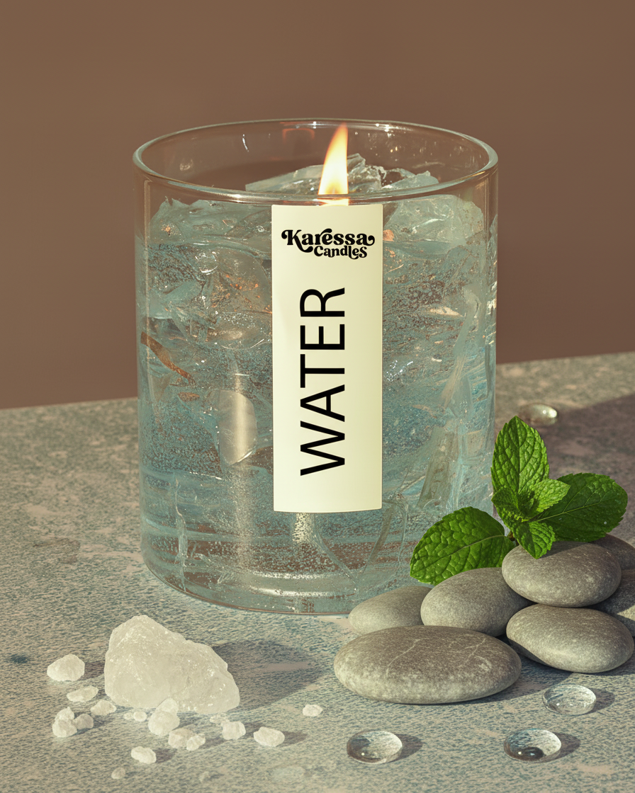 iced water gel wax candle ocean breeze scented india karessa candles