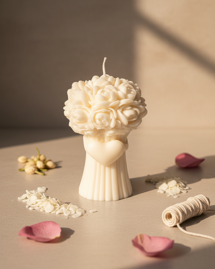 big rose bouquet candle large valentines day gift india karessa candles