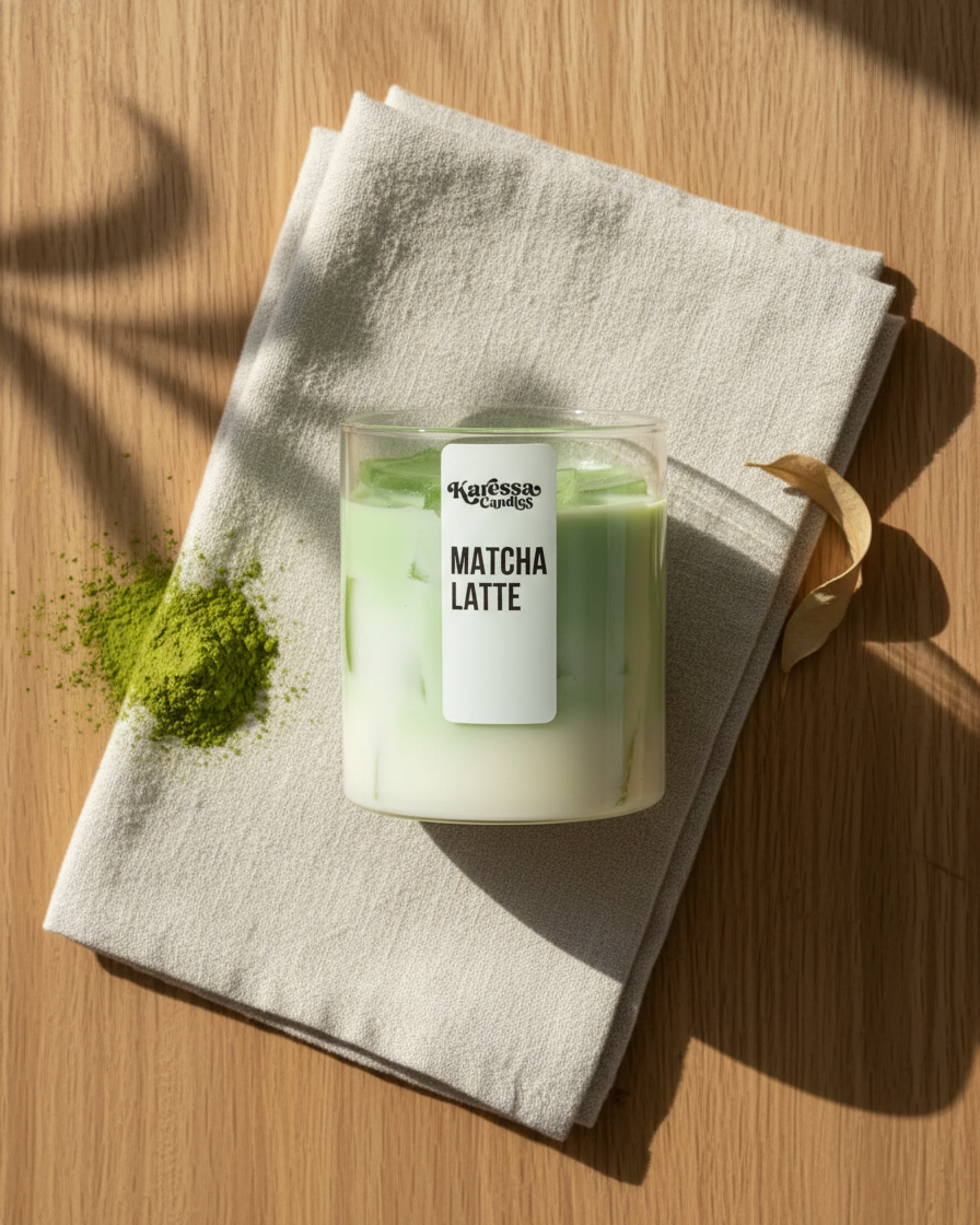 matcha latte candle iced matcha scented handmade india karessa candles