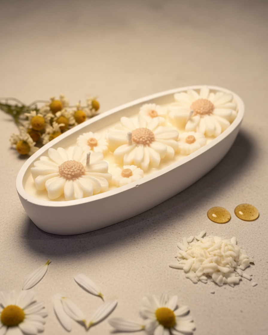 floral boat jar scented candle concrete gypsum india karessa candles