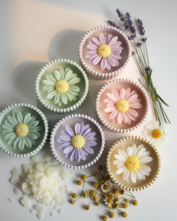 daisy ribbed jar soy wax hand poured scented candle india karessa candles