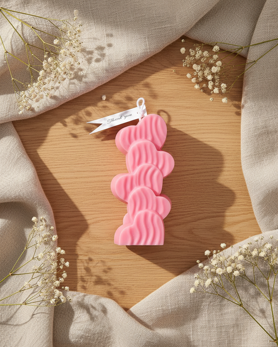 heart pillar candle stacked soy wax india karessa candles