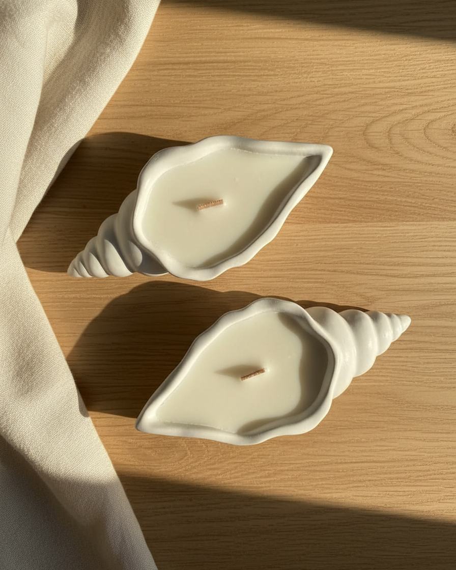 concrete sea shell candle reusable jar pack of 2 india karessa candles