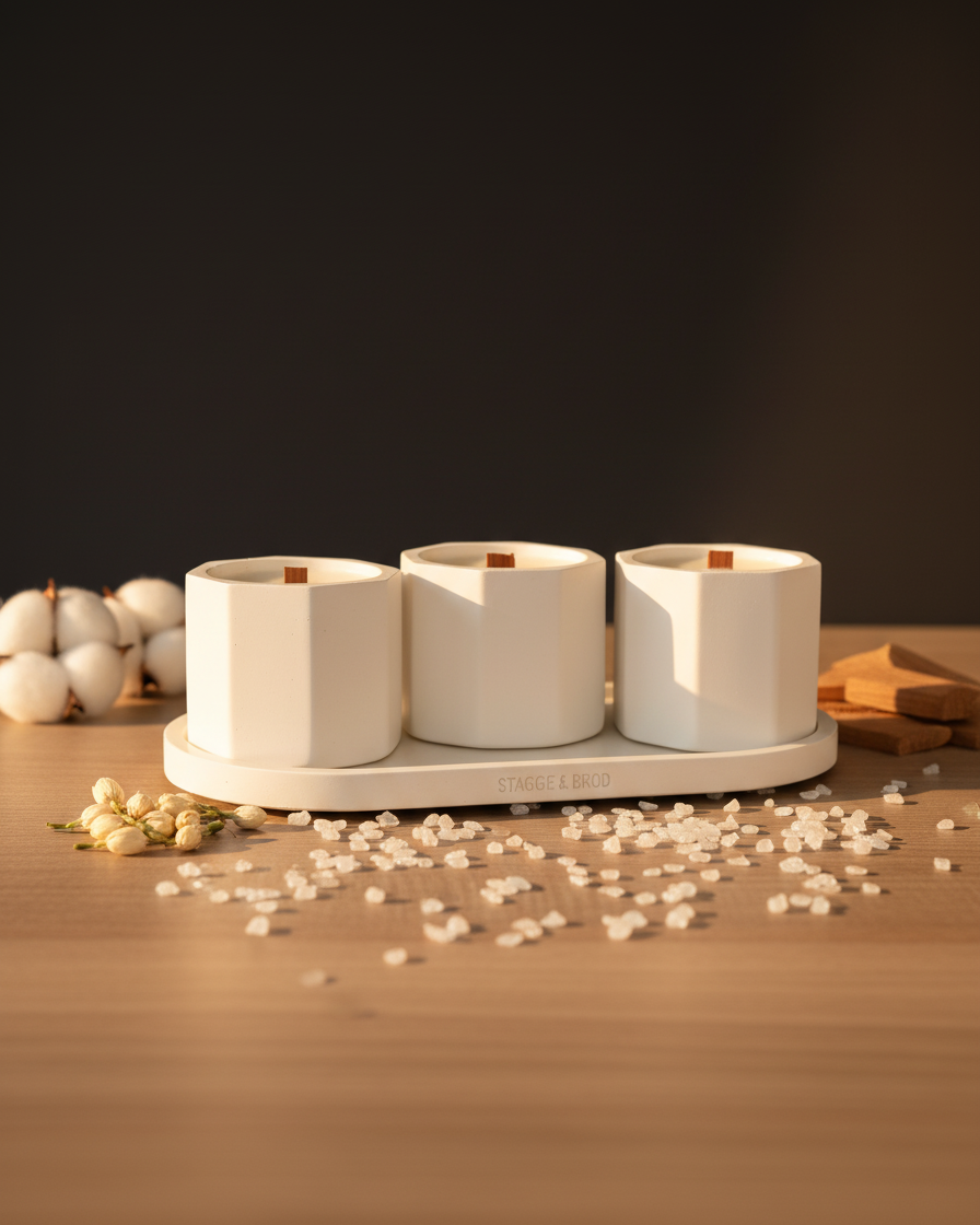 hexagonal concrete jar candle geometric soy wax india karessa candles