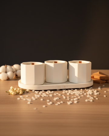 hexagonal concrete jar candle geometric soy wax india karessa candles