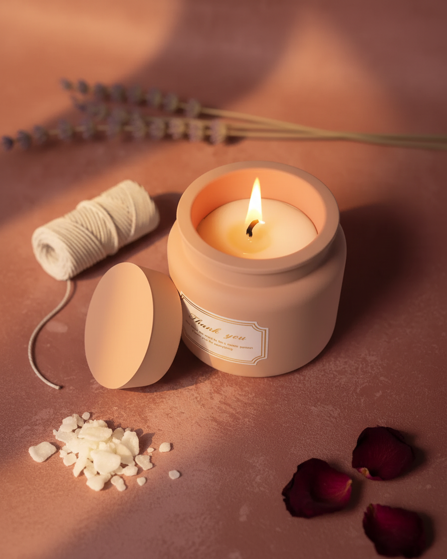 scented concrete jar candle pure soy wax handmade india karessa candles