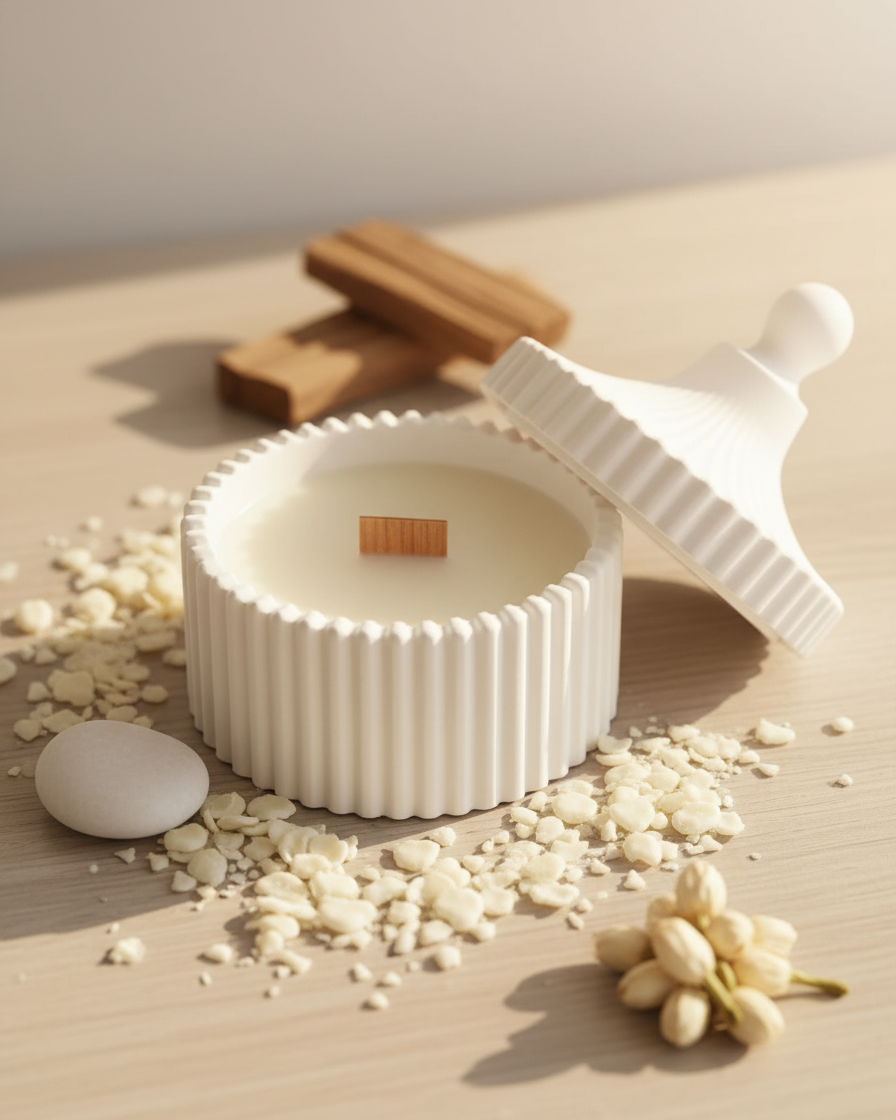 ribbed jar candle with lid reusable gypsum india karessa candles