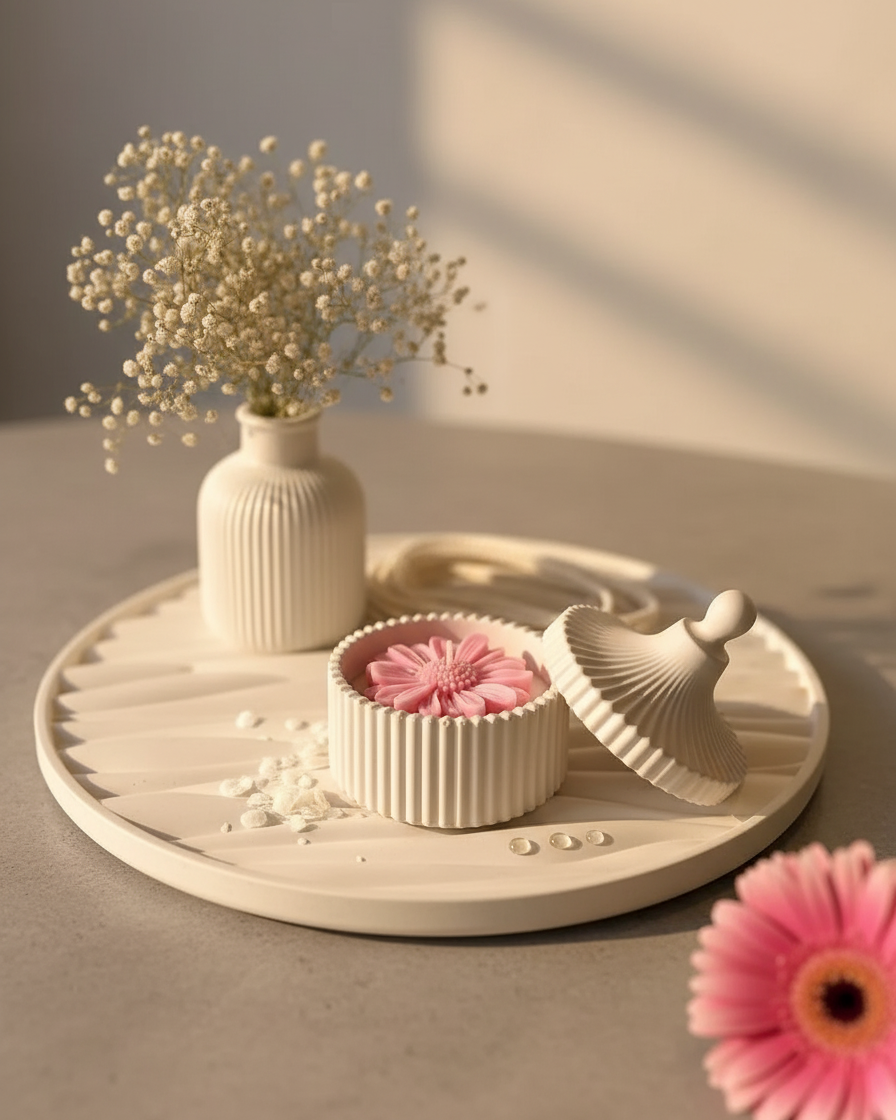 daisy jar soy wax hand poured aromatherapy candle concrete jar india karessa candles