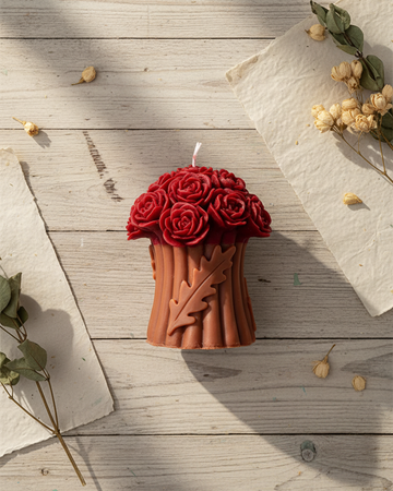 rose bouquet soy wax candle valentines day gift india handmade karessa candles