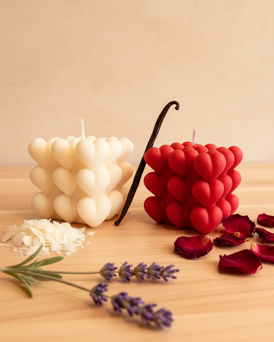 heart bubble candle valentines day shaped soy wax india karessa candles
