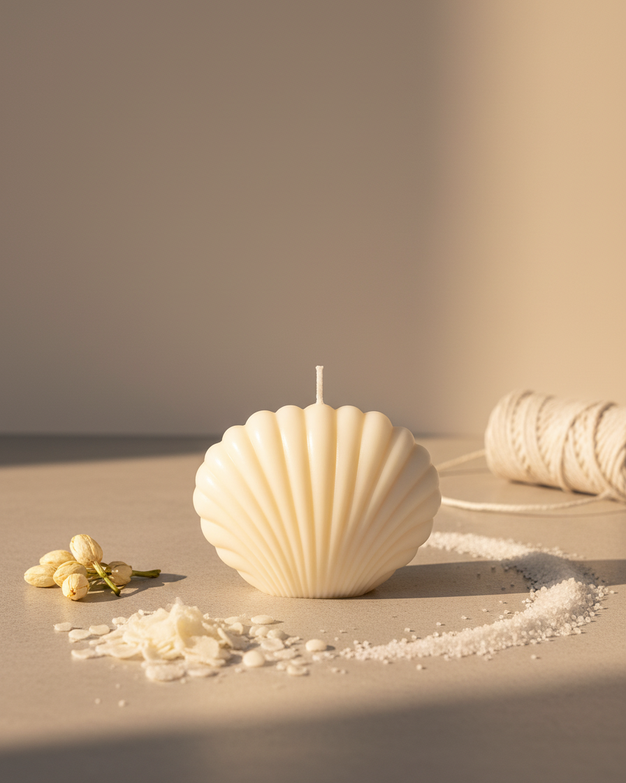 pillar shell candle organic soy wax handmade india karessa candles