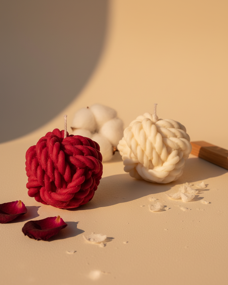 knot rope candle pack of 2 sculptural soy wax india karessa candles