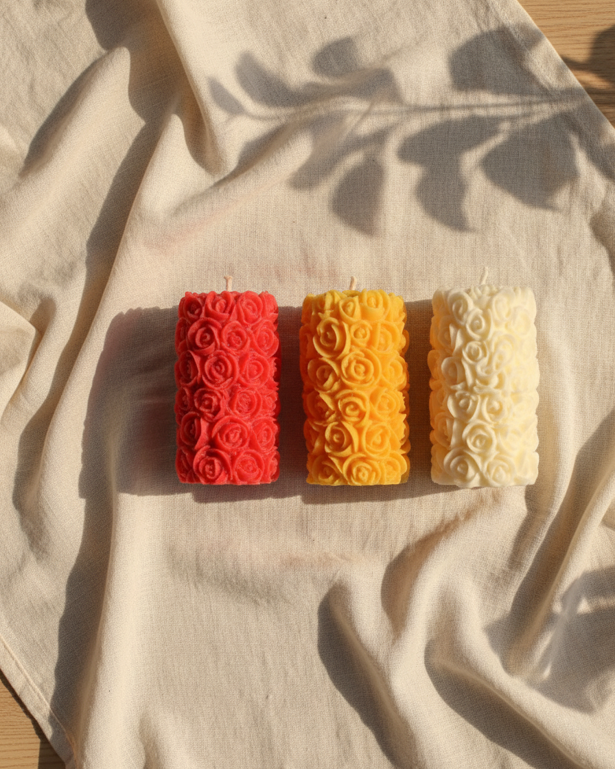 rose pillar candle valentines romantic soy wax india karessa candles