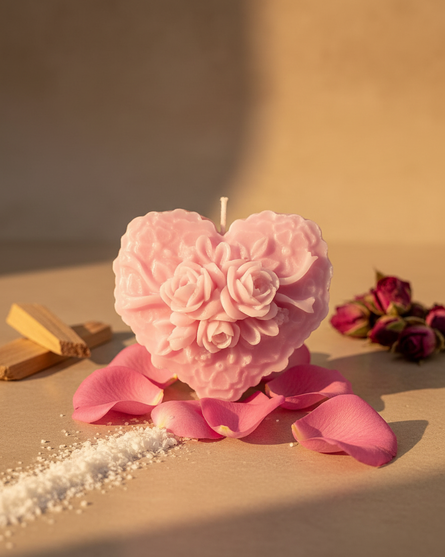 scented rose heart candle soy wax india karessa candles