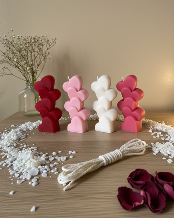heart tower stack pillar candle valentines soy wax india karessa candles