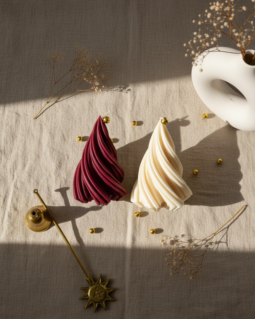 twirl swirl christmas tree candle handmade festive india karessa candles