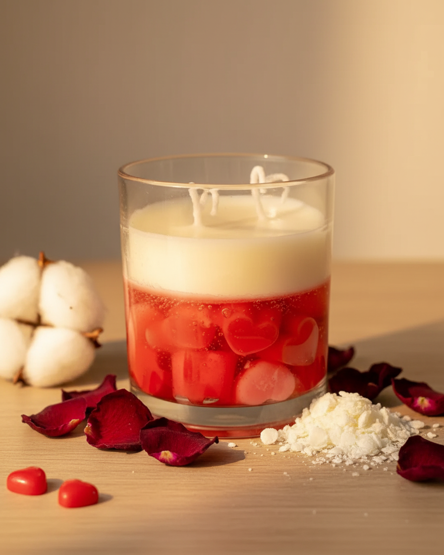 double layered heart gel glass candle valentines india karessa candles