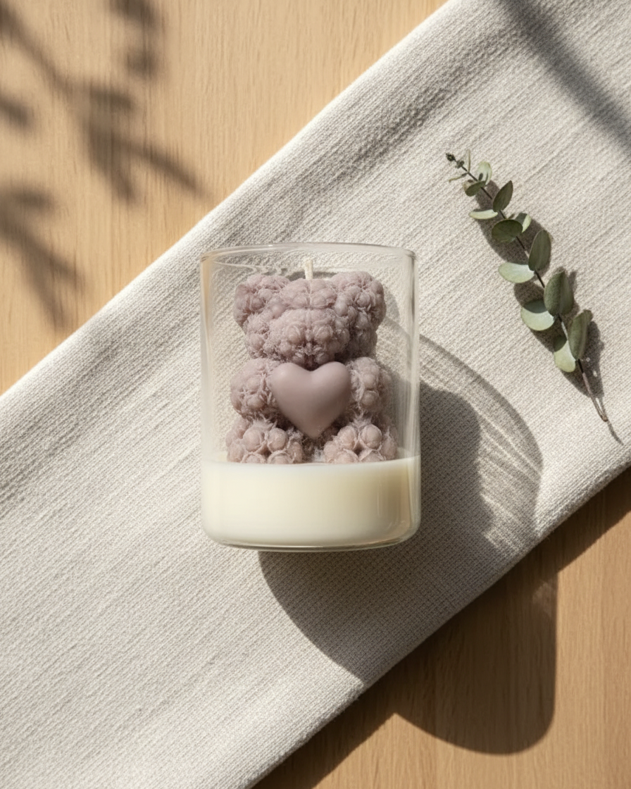 teddylove heart candle jar cute luxury gift india karessa candles
